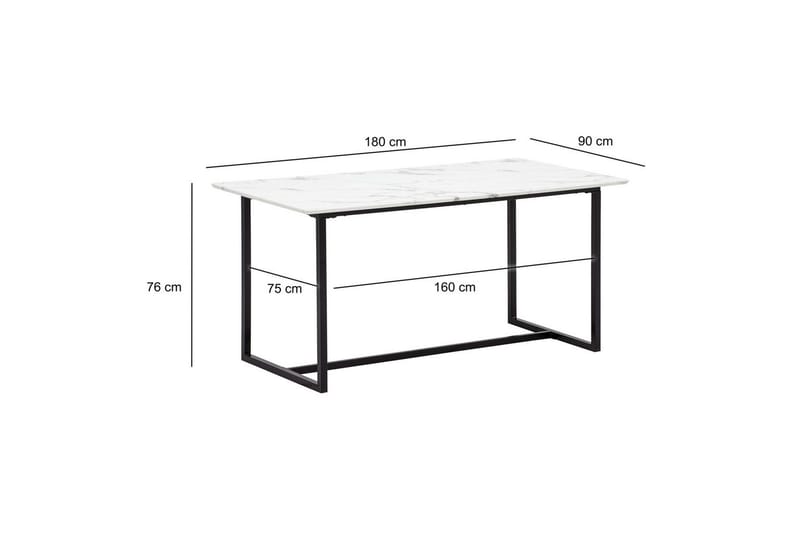 Spisebord Wohnling Industriel loftstil MDF med metalben med gyldne spidser Marmor, Hvid, 180x90 cm - Marmor, Hvid, 180x90 cm - Møbler - Borde - Spisebord og køkkenbord
