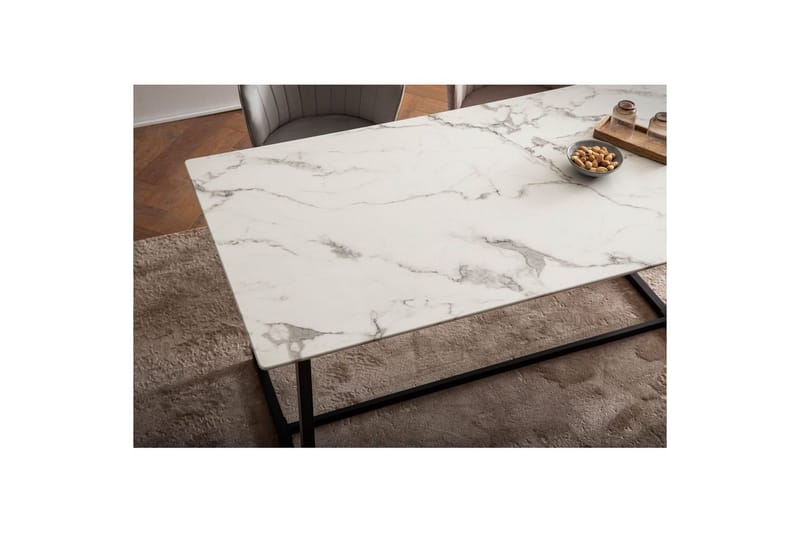 Spisebord Wohnling Industriel loftstil MDF med metalben med gyldne spidser Marmor, Hvid, 180x90 cm - Marmor, Hvid, 180x90 cm - Møbler - Borde - Spisebord og køkkenbord