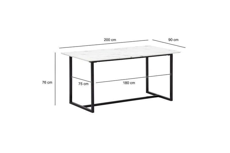 Spisebord Wohnling Industriel loftstil MDF med metalben med gyldne spidser Marmor, Hvid, 200x90 cm - Marmor, Hvid, 200x90 cm - Møbler - Borde - Spisebord og køkkenbord