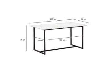 Spisebord Wohnling Industriel loftstil MDF med metalben med gyldne spidser Marmor, Hvid, 200x90 cm - Marmor, Hvid, 200x90 cm - Møbler - Borde - Spisebord og køkkenbord