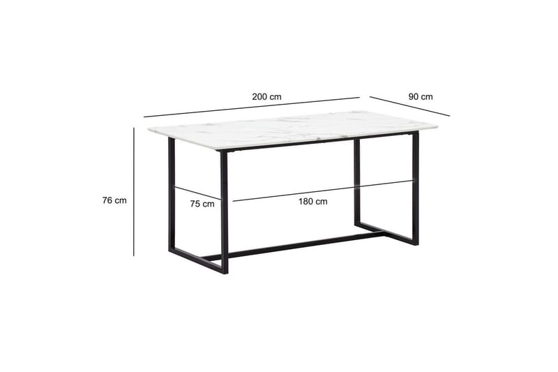 Spisebord Wohnling Industriel loftstil MDF med metalben med gyldne spidser Marmor, Hvid, 200x90 cm - Marmor, Hvid, 200x90 cm - Møbler - Borde - Spisebord og køkkenbord