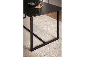 Spisebord Wohnling Industriel loftstil MDF med metalben med gyldne spidser Marmor, Sort, 180x90 cm - Marmor, Sort, 180x90 cm - Møbler - Borde - Spisebord og køkkenbord