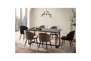 Spisebord Wohnling Industriel loftstil MDF med metalben med gyldne spidser Marmor, Sort, 200x90 cm - Marmor, Sort, 200x90 cm - Møbler - Borde - Spisebord og køkkenbord
