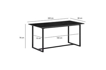 Spisebord Wohnling Industriel loftstil MDF med metalben med gyldne spidser Marmor, Sort, 200x90 cm - Marmor, Sort, 200x90 cm - Møbler - Borde - Spisebord og køkkenbord