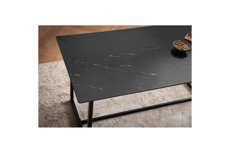 Spisebord Wohnling Industriel loftstil MDF med metalben med gyldne spidser Marmor, Sort, 200x90 cm - Marmor, Sort, 200x90 cm - Møbler - Borde - Spisebord og køkkenbord