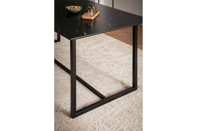 Spisebord Wohnling Industriel loftstil MDF med metalben med gyldne spidser Marmor, Sort, 200x90 cm - Marmor, Sort, 200x90 cm - Møbler - Borde - Spisebord og køkkenbord