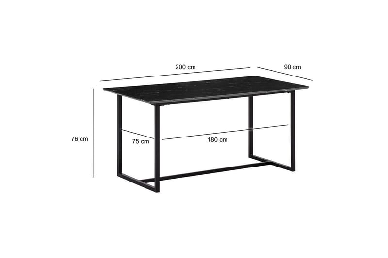 Spisebord Wohnling Industriel loftstil MDF med metalben med gyldne spidser Marmor, Sort, 200x90 cm - Marmor, Sort, 200x90 cm - Møbler - Borde - Spisebord og køkkenbord