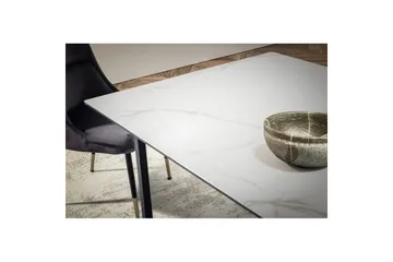 Spisebord Wohnling Keramisk Klassisk Slæde Base Metalramme Sort, Marmormedhvid - Sort, Marmormedhvid - Møbler - Borde - Spisebord og køkkenbord