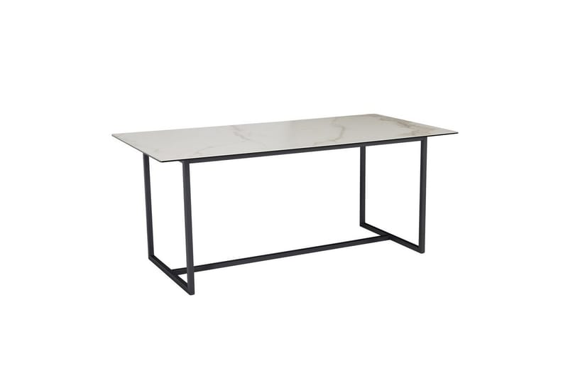Spisebord Wohnling Keramisk Klassisk Slæde Base Metalramme Sort, Marmormedhvid, Sort, Marmormedhvid