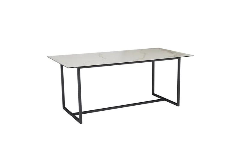 Spisebord Wohnling Keramisk Klassisk Slæde Base Metalramme Sort, Marmormedhvid, Sort, Marmormedhvid