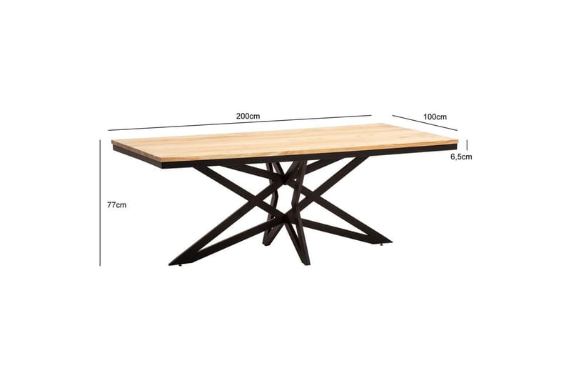 Spisebord Wohnling Massivt træ 200 cm industriel metalramme look bund - Møbler - Borde - Spisebord og køkkenbord