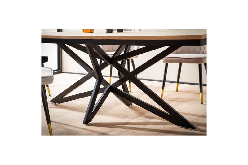 Spisebord Wohnling Massivt træ 200 cm industriel metalramme look bund - Møbler - Borde - Spisebord og køkkenbord
