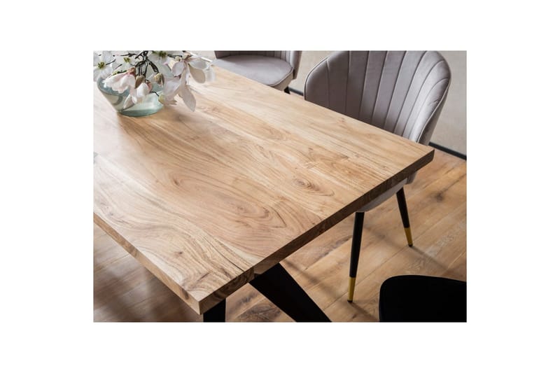 Spisebord Wohnling massivt træ industriloftramme skrå metalben 200x100 cm - 200x100 cm - Møbler - Borde - Spisebordssæt