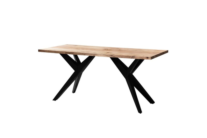 Spisebord Wohnling massivt træ industriloftramme skrå metalben 200x100 cm - 200x100 cm - Møbler - Borde - Spisebordssæt