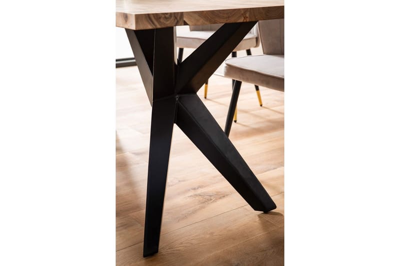 Spisebord Wohnling massivt træ industriloftramme skrå metalben 200x100 cm - 200x100 cm - Møbler - Borde - Spisebordssæt