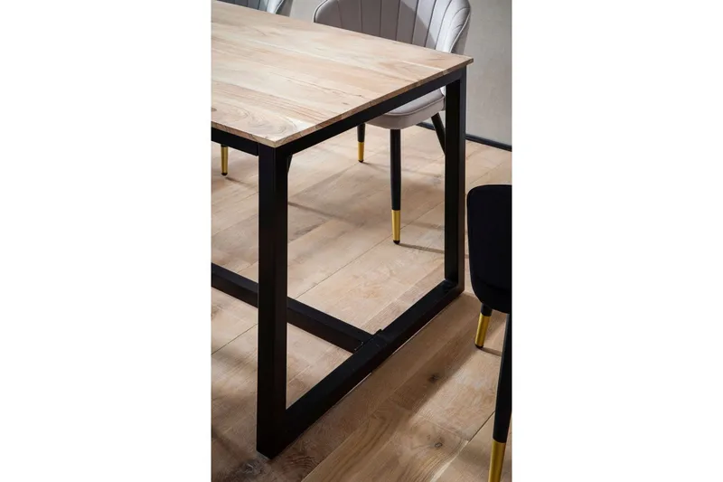 Spisebord Wohnling massivt træ industriloftstil metalrammeben 140x80 cm - 140x80 cm - Møbler - Borde - Spisebord og køkkenbord