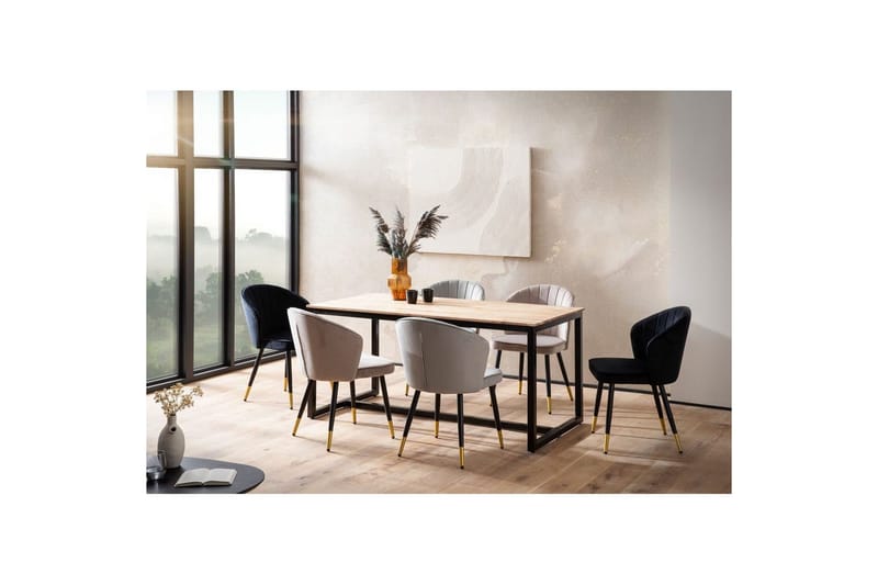 Spisebord Wohnling massivt træ industriloftstil metalrammeben 160x80 cm - 160x80 cm - Møbler - Borde - Spisebord og køkkenbord