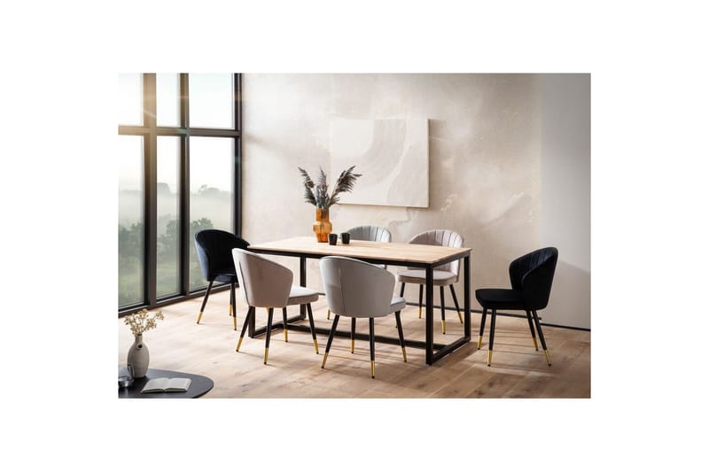 Spisebord Wohnling massivt træ industriloftstil metalrammeben 180x90 cm - 180x90 cm - Møbler - Borde - Spisebord og køkkenbord