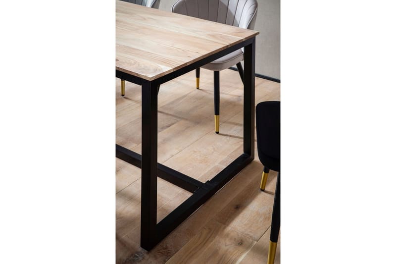 Spisebord Wohnling massivt træ industriloftstil metalrammeben 180x90 cm - 180x90 cm - Møbler - Borde - Spisebord og køkkenbord