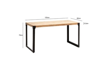 Spisebord Wohnling massivt træ lige metalben, industriel loftstil 120x60 cm - 120x60 cm - Møbler - Borde - Spisebord og køkkenbord