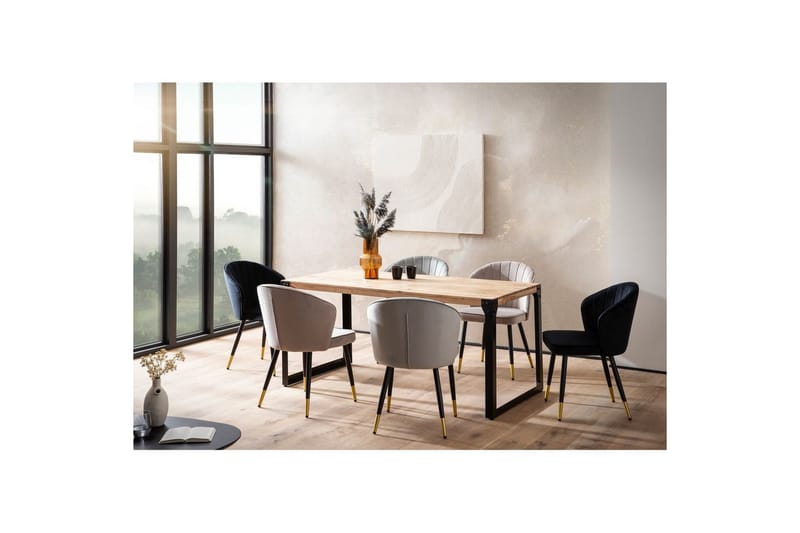 Spisebord Wohnling massivt træ lige metalben, industriel loftstil 180x90 cm - 180x90 cm - Møbler - Borde - Spisebordssæt