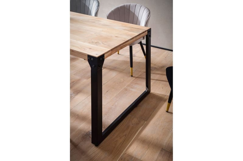 Spisebord Wohnling massivt træ lige metalben, industriel loftstil 180x90 cm - 180x90 cm - Møbler - Borde - Spisebordssæt