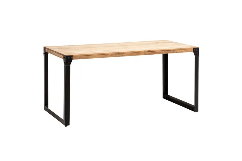 Spisebord Wohnling massivt træ lige metalben, industriel loftstil 180x90 cm - 180x90 cm - Møbler - Borde - Spisebordssæt