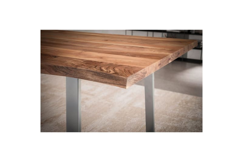 Spisebord Wohnling Massivt træ med trækanter rektangulært landstil Sølv, Lige, 200x100 cm - Sølv, Lige, 200x100 cm - Møbler - Borde - Spisebordssæt
