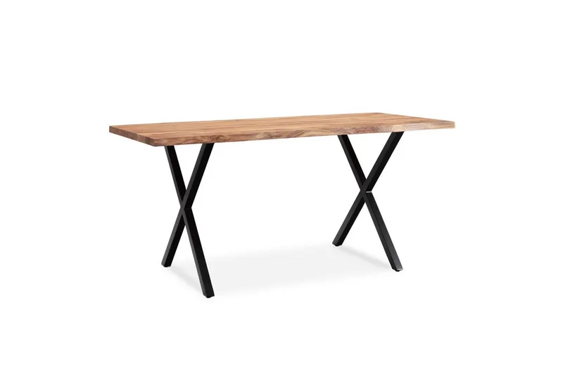 Spisebord Wohnling Massivt træ med trækanter rektangulært landstil Sort, Korset, 120x60 cm, Sort, Korset, 120x60 cm