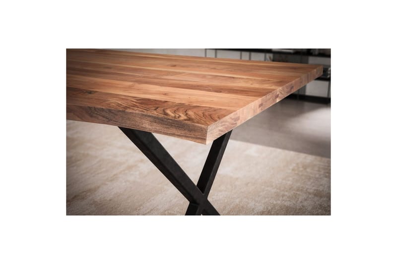 Spisebord Wohnling Massivt træ med trækanter rektangulært landstil Sort, Korset, 200x100 cm - Sort, Korset, 200x100 cm - Møbler - Borde - Spisebordssæt