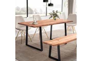 Spisebord Wohnling Massivt træ med trækanter rektangulært landstil Sort, Lige, 180x90 cm - Sort, Lige, 180x90 cm - Møbler - Borde - Spisebord og køkkenbord