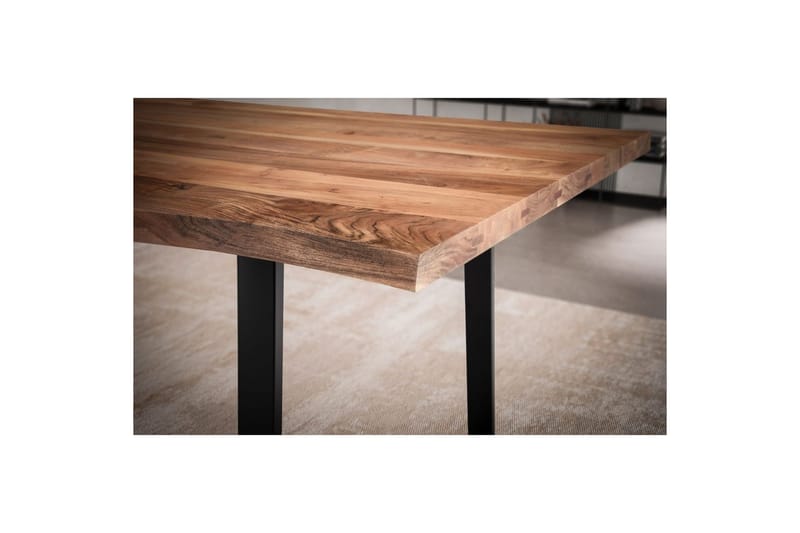 Spisebord Wohnling Massivt træ med trækanter rektangulært landstil Sort, Lige, 180x90 cm - Sort, Lige, 180x90 cm - Møbler - Borde - Spisebordssæt