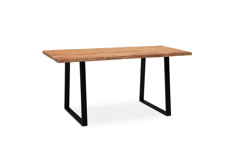 Spisebord Wohnling Massivt træ med trækanter rektangulært landstil Sort, Lige, 200x100 cm, Sort, Lige, 200x100 cm