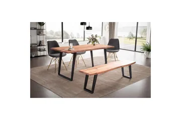 Spisebord Wohnling Massivt træ med trækanter rektangulært landstil Sort, Vinklet, 180x90 cm - Sort, Vinklet, 180x90 cm - Møbler - Borde - Spisebord og køkkenbord