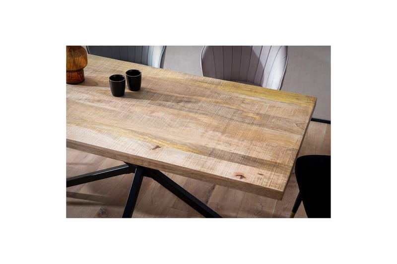 Spisebord Wohnling massivt træ metal korsbase, industriel look 180x90 cm - 180x90 cm - Møbler - Borde - Spisebordssæt