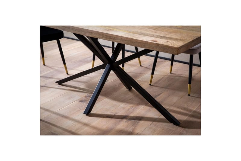 Spisebord Wohnling massivt træ metal korsbase, industriel look 180x90 cm - 180x90 cm - Møbler - Borde - Spisebordssæt