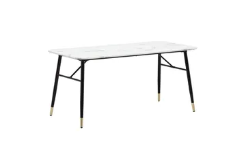 Spisebord Wohnling Moderne stil MDF med metalben med guldtips Marmor, Hvid, 160x80 cm