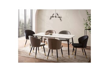 Spisebord Wohnling Moderne stil MDF med metalben med guldtips Marmor, Hvid, 160x80 cm - Marmor, Hvid, 160x80 cm - Møbler - Borde - Spisebord og køkkenbord