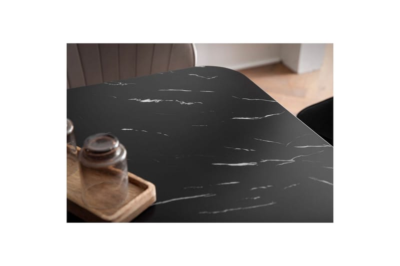 Spisebord Wohnling Moderne stil MDF med metalben med guldtips Marmor, Sort, 200x90 cm - Marmor, Sort, 200x90 cm - Møbler - Borde - Spisebordssæt