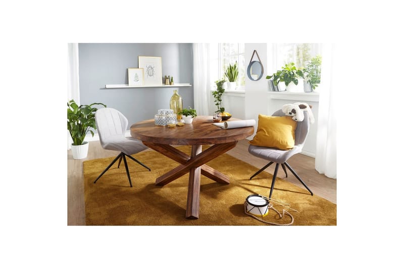 Spisebord Wohnling Rund 120 cm massivt træ landhusstil Rose træ - Rose træ - Møbler - Borde - Spisebord og køkkenbord