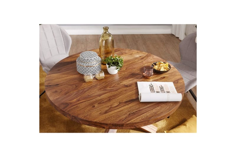 Spisebord Wohnling Rund 120 cm massivt træ landhusstil Rose træ - Rose træ - Møbler - Borde - Spisebord og køkkenbord