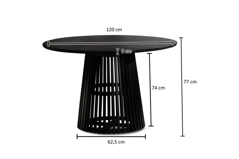 Spisebord Wohnling Rund 120 cm massivt træ loftstil - Møbler - Borde - Spisebord og køkkenbord