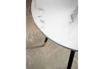 Spisebord Wohnling Rund 75 cm marmorlook moderne med gyldne spidse ben Marmor, Hvid - Marmor, Hvid - Møbler - Borde - Spisebord og køkkenbord