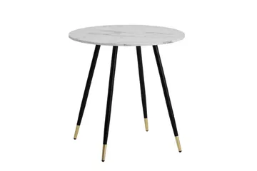 Spisebord Wohnling Rund 75 cm marmorlook moderne med gyldne spidse ben Marmor, Hvid - Møbler - Borde - Spisebord og køkkenbord