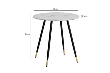 Spisebord Wohnling Rund 75 cm marmorlook moderne med gyldne spidse ben Marmor, Hvid - Møbler - Borde - Spisebord og køkkenbord