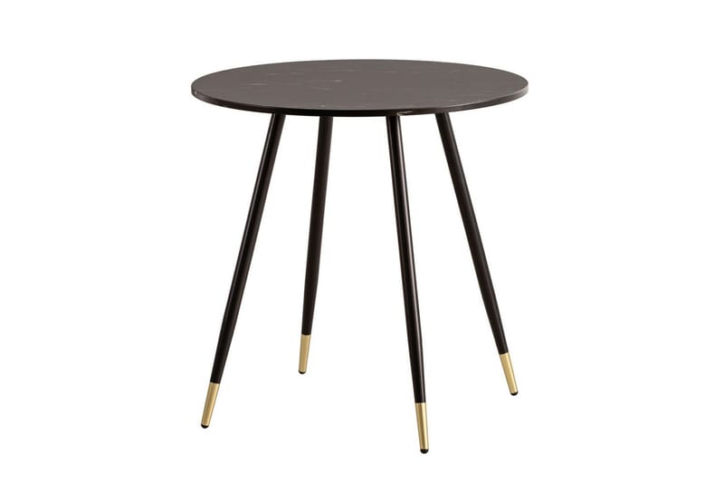 Spisebord Wohnling Rund 75 cm marmorlook moderne med gyldne spidse ben Marmor, Sort - Marmor, Sort - Møbler - Borde - Spisebordssæt