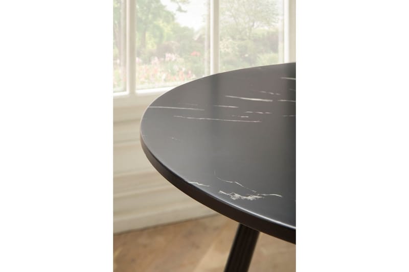 Spisebord Wohnling Rund 75 cm marmorlook moderne med gyldne spidse ben Marmor, Sort - Marmor, Sort - Møbler - Borde - Spisebordssæt