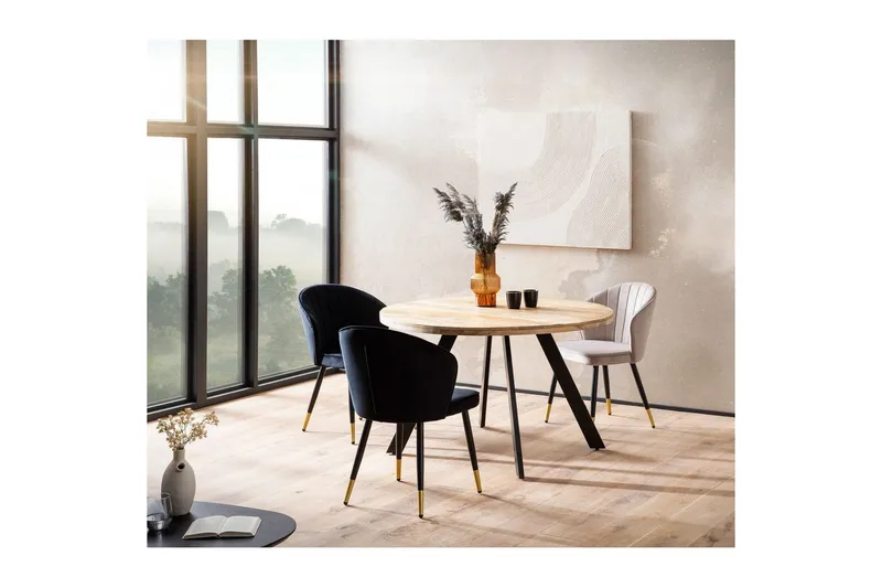 Spisebord Wohnling rundt massivt træ moderne landlig stil 120 cm - 120 cm - Møbler - Borde - Spisebord og køkkenbord