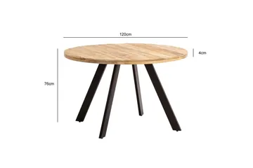 Spisebord Wohnling rundt massivt træ moderne landlig stil 120 cm - 120 cm - Møbler - Borde - Spisebord og køkkenbord
