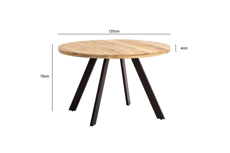 Spisebord Wohnling rundt massivt træ moderne landlig stil 120 cm - 120 cm - Møbler - Borde - Spisebord og køkkenbord
